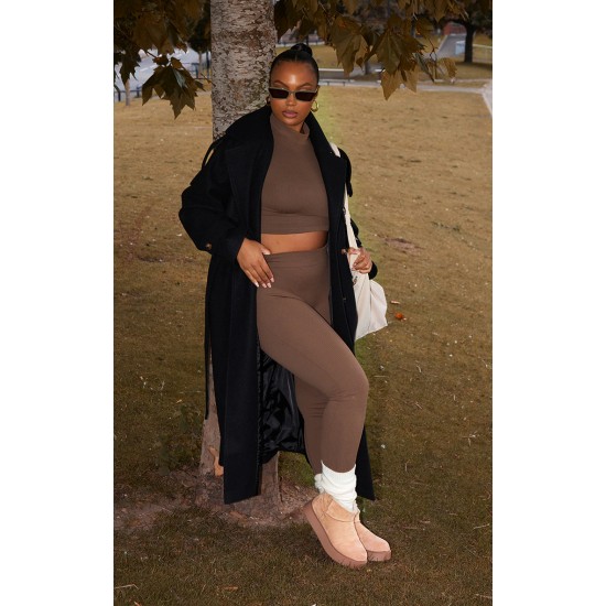 Plus Black Oversized Double Breasted Military Trim Coat