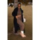 Plus Black Oversized Double Breasted Military Trim Coat