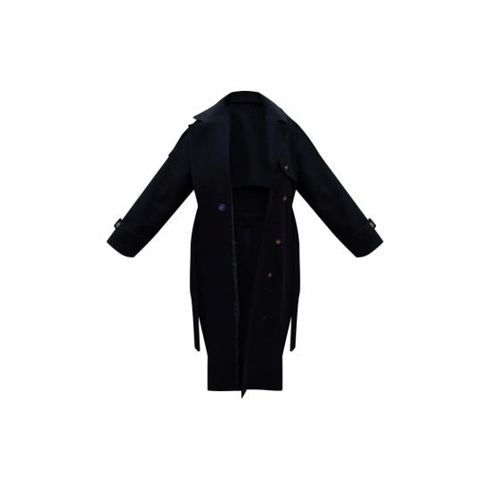 Plus Black Oversized Double Breasted Military Trim Coat