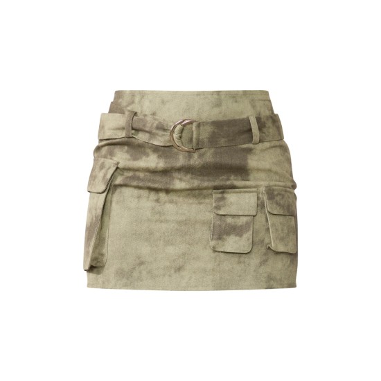 Khaki Washed Twill Cargo Micro Mini Skirt Khaki Washed Twill Cargo Micro Mini Skirt