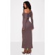 Chocolate Heavy Brushed Asymmetric Maxi Dress Chocolate Heavy Brushed Asymmetric Maxi Dress
