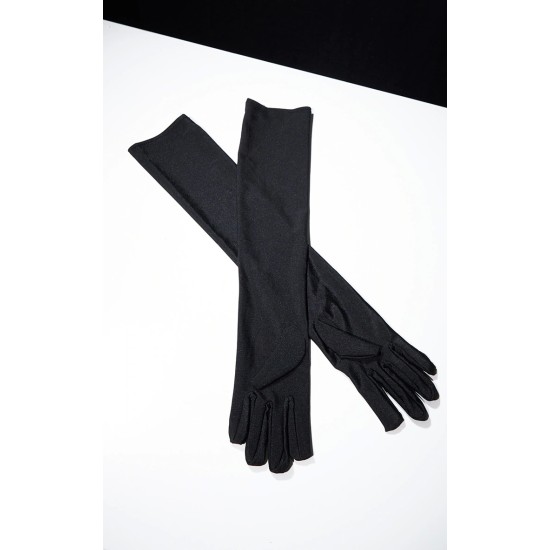 Black Plain Satin Long Gloves Black Plain Satin Long Gloves
