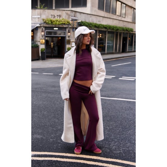 Burgundy Premium Soft Touch Skinny Flare Pants Burgundy Premium Soft Touch Skinny Flare Pants