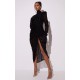 Black Zebra Print Devore High Neck Draped Midi Dress Black Zebra Print Devore High Neck Draped Midi Dress