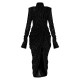 Black Zebra Print Devore High Neck Draped Midi Dress Black Zebra Print Devore High Neck Draped Midi Dress