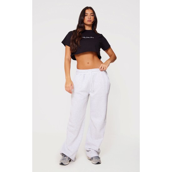 PRETTYLITTLETHING Cotton Black Oversized Crop T-Shirt PRETTYLITTLETHING Cotton Black Oversized Crop T-Shirt