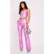 Pink Metallic Denim Stitch Detail Straight Leg Jeans Pink Metallic Denim Stitch Detail Straight Leg Jeans
