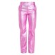 Pink Metallic Denim Stitch Detail Straight Leg Jeans Pink Metallic Denim Stitch Detail Straight Leg Jeans