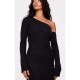 Black Heavy Brushed Asymmetric Ruched Maxi Dress Black Heavy Brushed Asymmetric Ruched Maxi Dress
