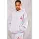 Grey Marl Cherry Print Oversized Hoodie Grey Marl Cherry Print Oversized Hoodie