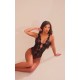 Black Mesh Deep Plunge Crochet Lace Bodysuit Black Mesh Deep Plunge Crochet Lace Bodysuit