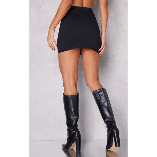 Black Stretch Woven Basic High Rise Micro Mini Skirt Black Stretch Woven Basic High Rise Micro Mini Skirt