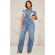 Shape Light Blue Sleeveless Rigid Denim Jumpsuit Shape Light Blue Sleeveless Rigid Denim Jumpsuit