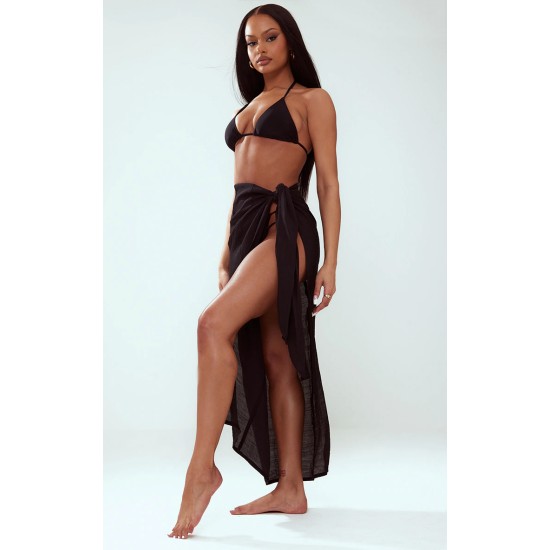Black Linen Look Beach Sarong Black Linen Look Beach Sarong