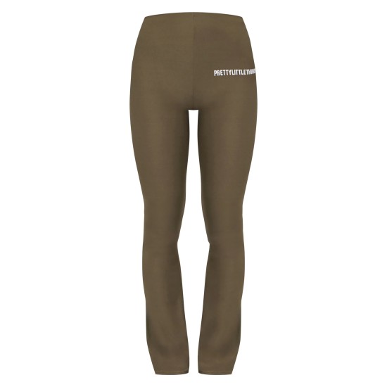 Khaki Cotton High Waist Flared Pants Khaki Cotton High Waist Flared Pants