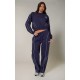 PRETTYLITTLETHING Navy Embroidered Contrast Piping Straight Leg Sweatpants PRETTYLITTLETHING Navy Embroidered Contrast Piping Straight Leg Sweatpants