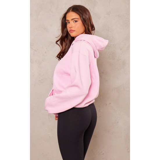 PRETTYLITTLETHING Baby Pink Sweat Oversized Basic Hoodie PRETTYLITTLETHING Baby Pink Sweat Oversized Basic Hoodie