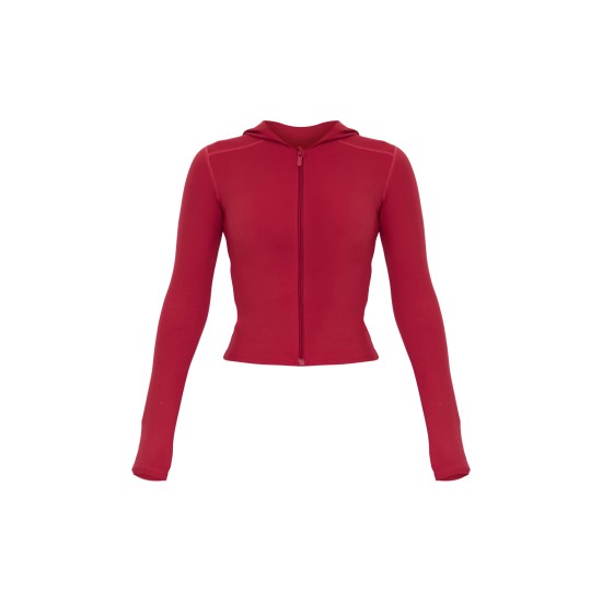 Dark Red Sculpt Hooded Gym Jacket Dark Red Sculpt Hooded Gym Jacket