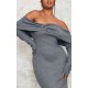 Plus Charcoal Heavy Brushed Rib Bardot Trim Maxi Dress Plus Charcoal Heavy Brushed Rib Bardot Trim Maxi Dress