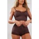 Chocolate Jersey Lace Trim Short PJ Set Chocolate Jersey Lace Trim Short PJ Set