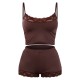 Chocolate Jersey Lace Trim Short PJ Set Chocolate Jersey Lace Trim Short PJ Set