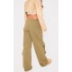 Khaki Thin Waistband Drawstring Detail Track Pants Khaki Thin Waistband Drawstring Detail Track Pants