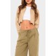 Khaki Thin Waistband Drawstring Detail Track Pants Khaki Thin Waistband Drawstring Detail Track Pants