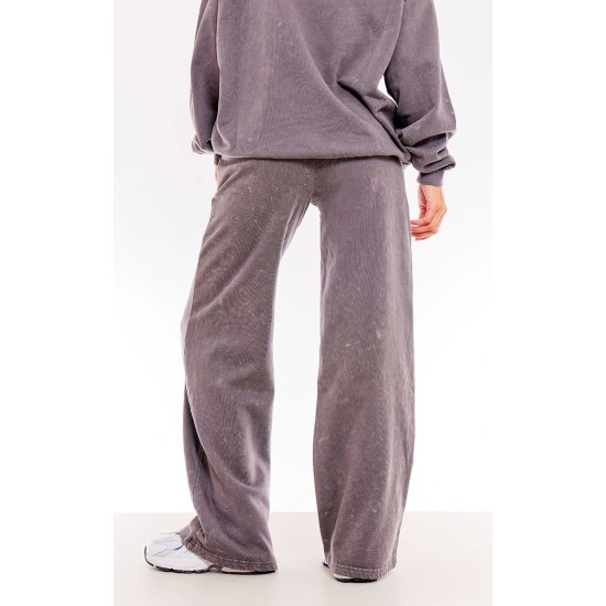 PRETTYLITTLETHING Washed Charcoal Print Oversized Wide Leg Sweatpants PRETTYLITTLETHING Washed Charcoal Print Oversized Wide Leg Sweatpants