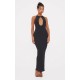 Black Fine Knit Halterneck Maxi Dress Black Fine Knit Halterneck Maxi Dress