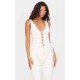 Cream Woven Lace Up Detail Plunge Sleeveless Top Cream Woven Lace Up Detail Plunge Sleeveless Top