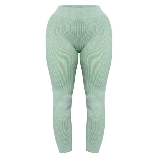 Khaki Acid Wash Seamless Rib High Waist Gym Leggings Khaki Acid Wash Seamless Rib High Waist Gym Leggings