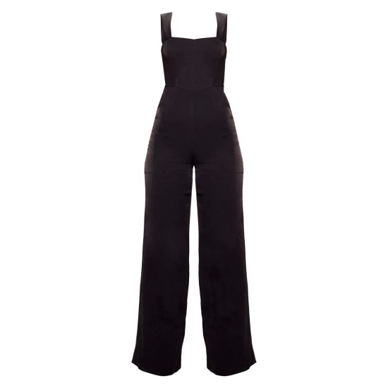 Black Woven Cut Out Bow Detail Jumpsuit Black Woven Cut Out Bow Detail Jumpsuit