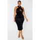 Plus Black Velvet Underwired Cross Front Midi Dress Plus Black Velvet Underwired Cross Front Midi Dress