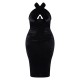 Plus Black Velvet Underwired Cross Front Midi Dress Plus Black Velvet Underwired Cross Front Midi Dress