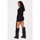 Black Heavy Brushed Rib Wrap Tie Bodycon Dress Black Heavy Brushed Rib Wrap Tie Bodycon Dress