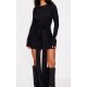 Black Heavy Brushed Rib Wrap Tie Bodycon Dress Black Heavy Brushed Rib Wrap Tie Bodycon Dress