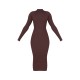 Chocolate Turtle Neck Knitted Bodycon Maxi Dress Chocolate Turtle Neck Knitted Bodycon Maxi Dress