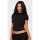 Black Cotton Side Cap Sleeve Ruched Top Black Cotton Side Cap Sleeve Ruched Top
