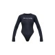 PRETTYLITTLETHING Charcoal Logo Print Long Sleeve Bodysuit PRETTYLITTLETHING Charcoal Logo Print Long Sleeve Bodysuit