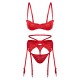 Red Floral Scalloped Edge Lace 3 Piece Lingerie Set Red Floral Scalloped Edge Lace 3 Piece Lingerie Set