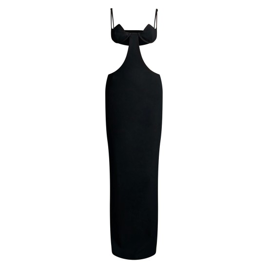 PLT Label Black Extreme Cut Out Bust Detail Tailored Maxi Dress PLT Label Black Extreme Cut Out Bust Detail Tailored Maxi Dress