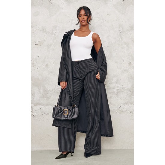 Tall Black Pinstripe Tailored Wide Leg Pants Tall Black Pinstripe Tailored Wide Leg Pants
