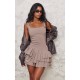 Taupe Stretch Woven Extreme Pleated Shift Dress Taupe Stretch Woven Extreme Pleated Shift Dress