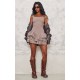 Taupe Stretch Woven Extreme Pleated Shift Dress Taupe Stretch Woven Extreme Pleated Shift Dress