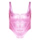 Pink Metallic Denim Stitch Detail Corset Pink Metallic Denim Stitch Detail Corset