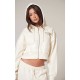 PRETTYLITTLETHING Cream Premium Print Zip Front Hoodie PRETTYLITTLETHING Cream Premium Print Zip Front Hoodie