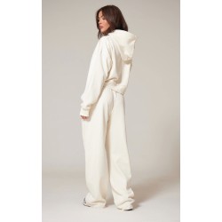 PRETTYLITTLETHING Cream Premium Print Zip Front Hoodie