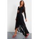 Black Mesh Long Sleeve Frill Detail Cut Out Maxi Dress Black Mesh Long Sleeve Frill Detail Cut Out Maxi Dress