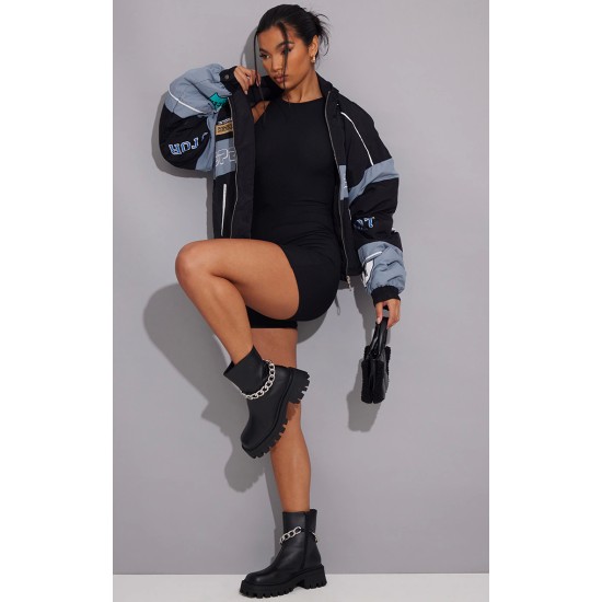 Black Ribbed Racer Neck Unitard Black Ribbed Racer Neck Unitard