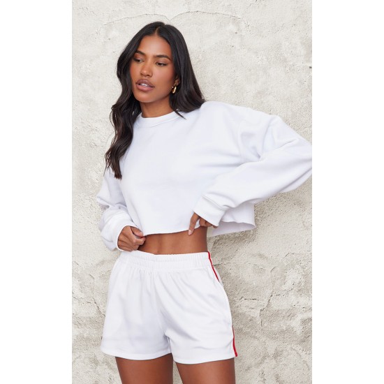 White Crop Oversized Fit Sweatshirt White Crop Oversized Fit Sweatshirt